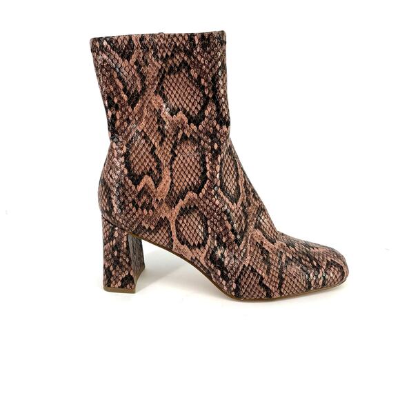 Steve Madden Harli Snakeskin Print Block Heel Boots Womens Sz 7 Brown Black - Picture 3 of 8